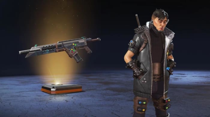 Crypto's Cloud Strife skin and Buster Sword R-301 in the Apex Legends x Final Fantasy VII Rebirth Crossover Event.